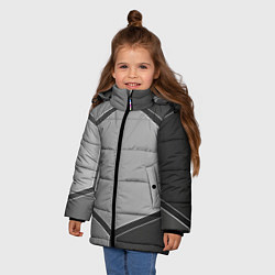 Куртка зимняя для девочки Серебряные металлические пластины, цвет: 3D-красный — фото 2