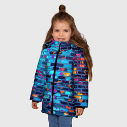 Куртка зимняя для девочки Кирпичные сердца, цвет: 3D-светло-серый — фото 2