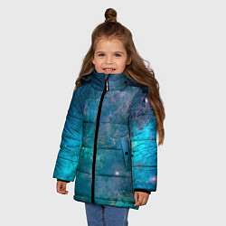 Куртка зимняя для девочки Абстрактный светло-синий космос и звёзды, цвет: 3D-светло-серый — фото 2