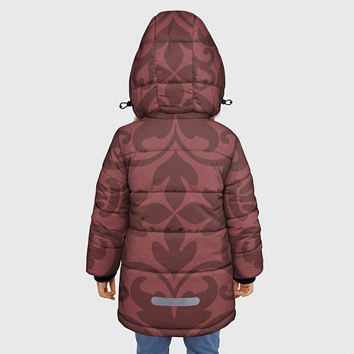 Зимняя куртка для девочки Красивые узоры на красном / 3D-Светло-серый – фото 4
