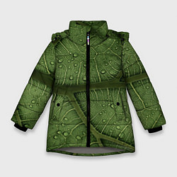 Куртка зимняя для девочки Текстура зелёной листы, цвет: 3D-светло-серый