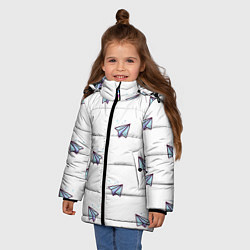 Куртка зимняя для девочки Бумажные самолетики, цвет: 3D-черный — фото 2