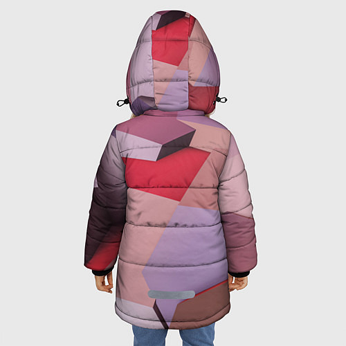 Зимняя куртка для девочки Розовое абстрактное множество кубов / 3D-Светло-серый – фото 4