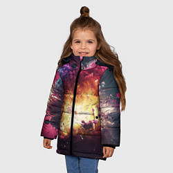 Куртка зимняя для девочки Теория взрыва, цвет: 3D-черный — фото 2