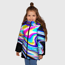 Куртка зимняя для девочки Неоновые размытые краски, цвет: 3D-черный — фото 2