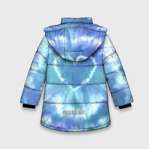 Зимняя куртка для девочки Сердце - тай-дай - голубой / 3D-Светло-серый – фото 2
