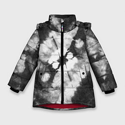 Куртка зимняя для девочки Черно-белый тай-дай, цвет: 3D-красный