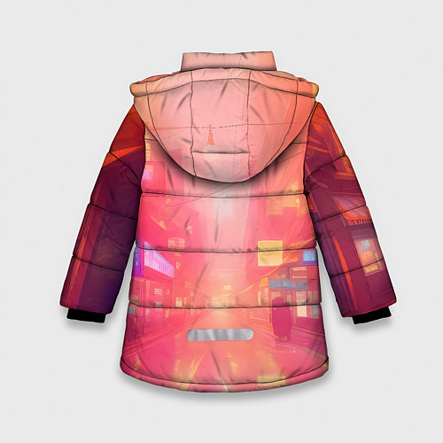 Зимняя куртка для девочки Улица Токио-арт / 3D-Красный – фото 2