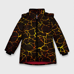 Куртка зимняя для девочки Растресканная поверхность магмы, цвет: 3D-красный