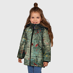 Куртка зимняя для девочки Абстрактные листья, краски и тени, цвет: 3D-светло-серый — фото 2