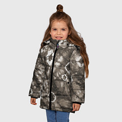 Куртка зимняя для девочки Коричневый тай-дай, цвет: 3D-черный — фото 2