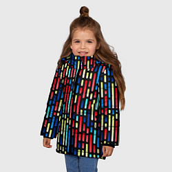 Куртка зимняя для девочки Неоновые полосы - авангардный паттерн, цвет: 3D-светло-серый — фото 2