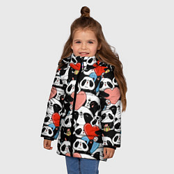 Куртка зимняя для девочки Панды с сердечками, цвет: 3D-светло-серый — фото 2