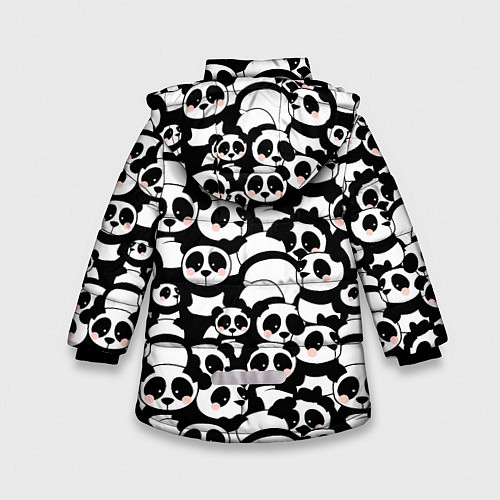 Зимняя куртка для девочки Чёрно-белые панды / 3D-Красный – фото 2