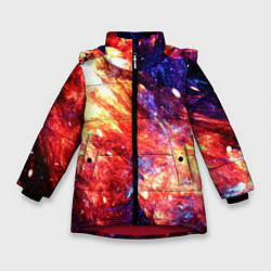 Куртка зимняя для девочки Космическое сияние ночь, цвет: 3D-красный
