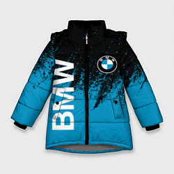Куртка зимняя для девочки Bmw голубые брызги, цвет: 3D-светло-серый