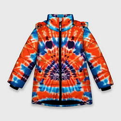 Куртка зимняя для девочки Яркий стиль тай дай, цвет: 3D-черный