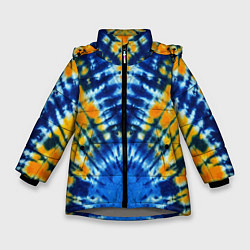 Куртка зимняя для девочки Tie dye стиль хиппи, цвет: 3D-светло-серый