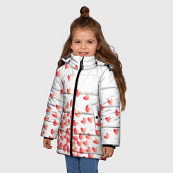 Куртка зимняя для девочки Падающие сердечки, цвет: 3D-черный — фото 2