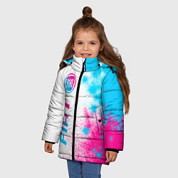 Куртка зимняя для девочки Fiat neon gradient style: по-вертикали, цвет: 3D-черный — фото 2