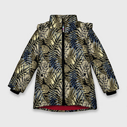 Зимняя куртка для девочки Оливковый тропический узор