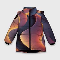 Куртка зимняя для девочки Светящиеся волны, цвет: 3D-черный