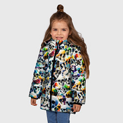 Куртка зимняя для девочки Акварельные черепа, цвет: 3D-черный — фото 2
