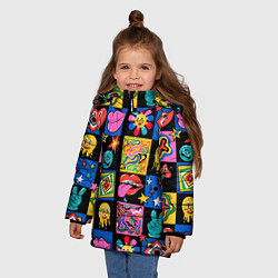 Куртка зимняя для девочки Funny cartoon characters, цвет: 3D-светло-серый — фото 2