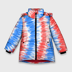 Куртка зимняя для девочки Тай-дай красный с голубым, цвет: 3D-красный