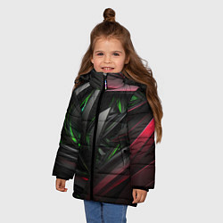 Куртка зимняя для девочки Объемные абстрактные объекты, цвет: 3D-красный — фото 2