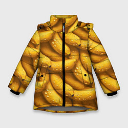 Куртка зимняя для девочки Сочная текстура из бананов, цвет: 3D-светло-серый
