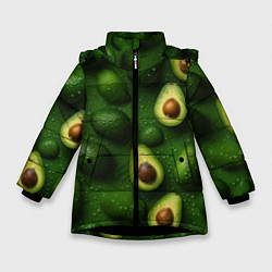 Куртка зимняя для девочки Сочная текстура из авокадо, цвет: 3D-черный