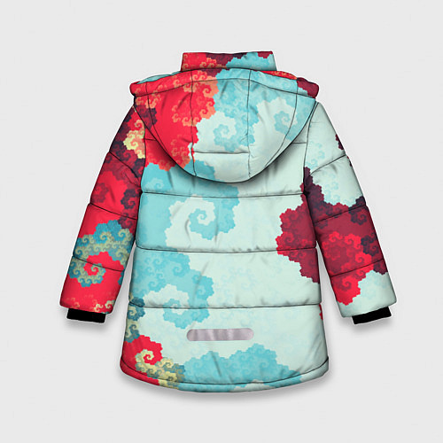 Зимняя куртка для девочки Пиксельный цветочный паттерн / 3D-Красный – фото 2