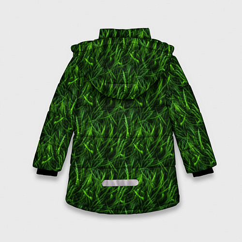 Зимняя куртка для девочки Сочный узор из зеленой травки / 3D-Светло-серый – фото 2