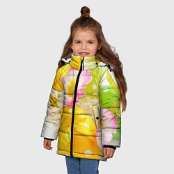 Куртка зимняя для девочки Пасхальные яйца и цветы, цвет: 3D-черный — фото 2