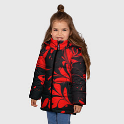 Куртка зимняя для девочки Красно-черный узор, цвет: 3D-светло-серый — фото 2