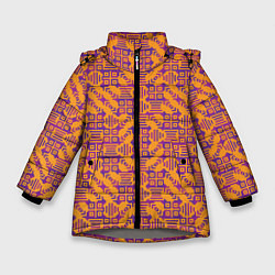 Куртка зимняя для девочки Фиолетовый векторный узор, цвет: 3D-светло-серый