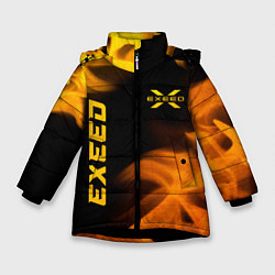 Куртка зимняя для девочки Exeed - gold gradient: надпись, символ, цвет: 3D-черный