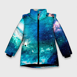 Куртка зимняя для девочки Звёздная Вселенная, цвет: 3D-черный