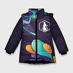 Куртка зимняя для девочки Tomb Raider graffity splash, цвет: 3D-черный