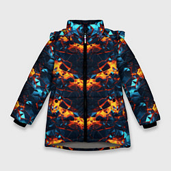 Куртка зимняя для девочки Разломы и свечение плит, цвет: 3D-светло-серый