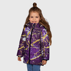 Куртка зимняя для девочки Фиолетовые и золотые блестки, цвет: 3D-черный — фото 2