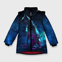 Куртка зимняя для девочки Киберпанк Волк, цвет: 3D-красный