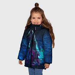 Куртка зимняя для девочки Киберпанк Волк, цвет: 3D-красный — фото 2