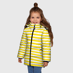 Куртка зимняя для девочки Светло-желтые полосы, цвет: 3D-черный — фото 2