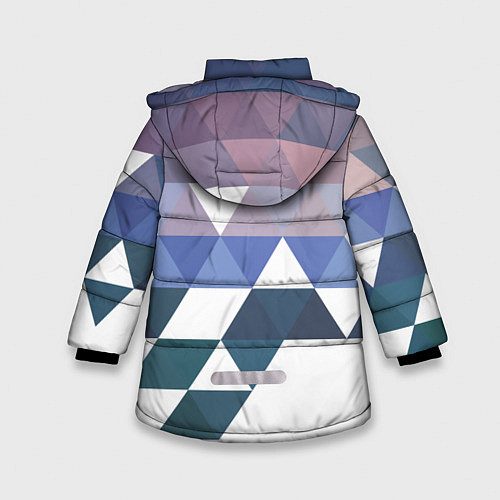 Зимняя куртка для девочки Абстрактные разноцветные треугольники в паттерне / 3D-Красный – фото 2
