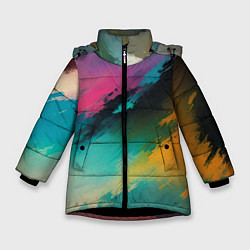Куртка зимняя для девочки Абстрактный туман, цвет: 3D-черный
