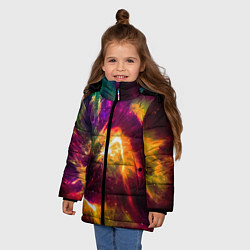 Куртка зимняя для девочки Небула в космосе разноцветная - нейронная сеть, цвет: 3D-черный — фото 2