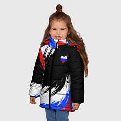Куртка зимняя для девочки Сердечко Россия - мазки кисти, цвет: 3D-красный — фото 2