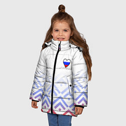 Куртка зимняя для девочки Сердечко россии - треугольники, цвет: 3D-красный — фото 2